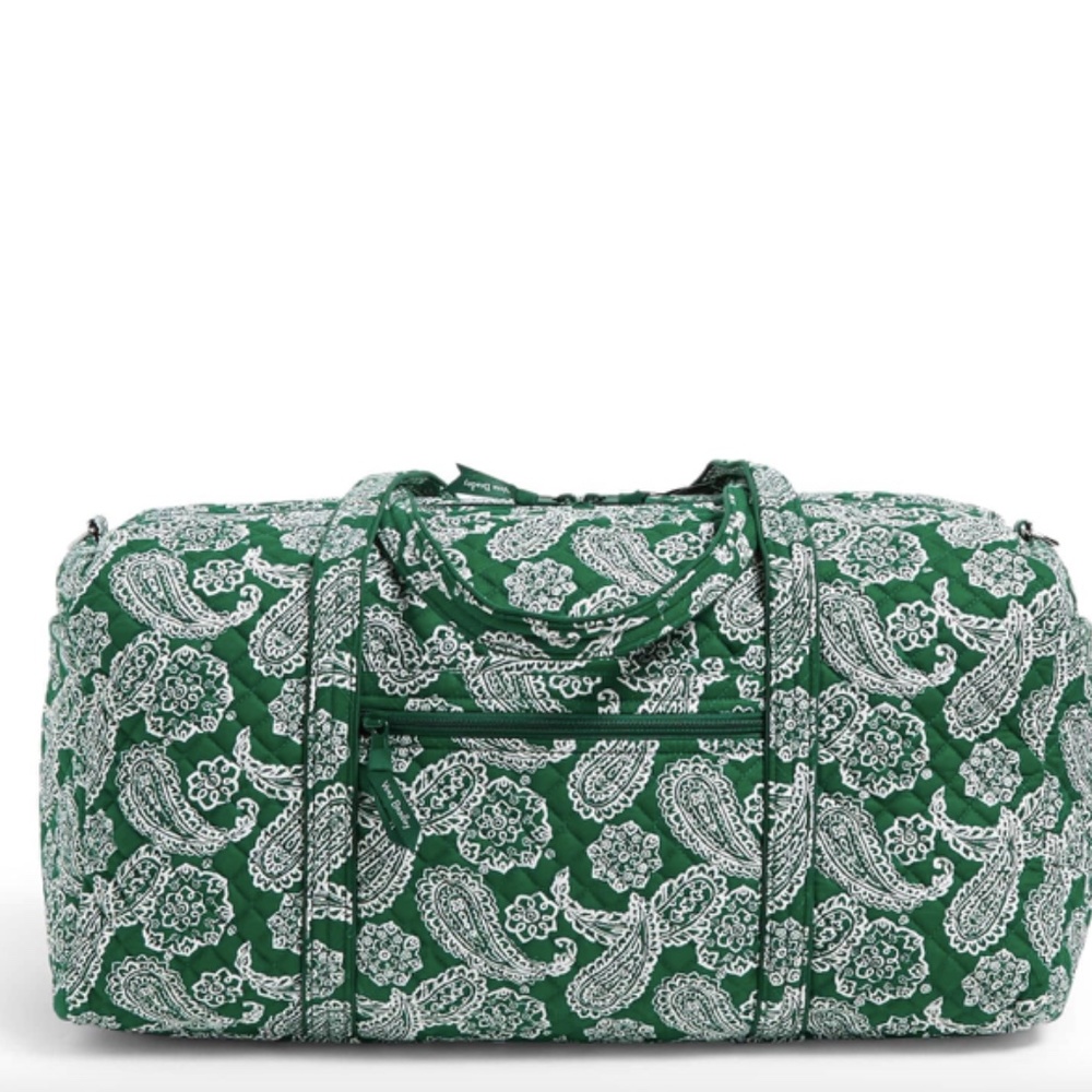 Vera Bradley Large Travel Duffel Bag - Dark Green/White Bandana NWT